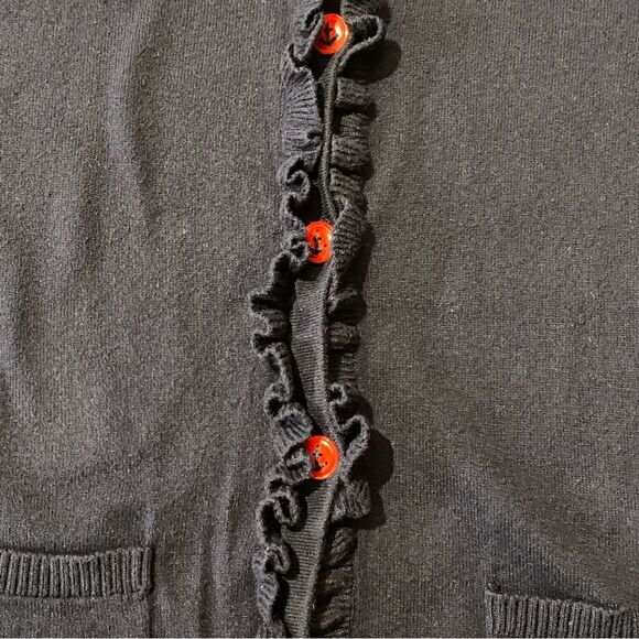 Talbots Lightweight Button Ruffle Nautical Cashmere Blend Cardigan Women Size LP - Picture 10 of 16